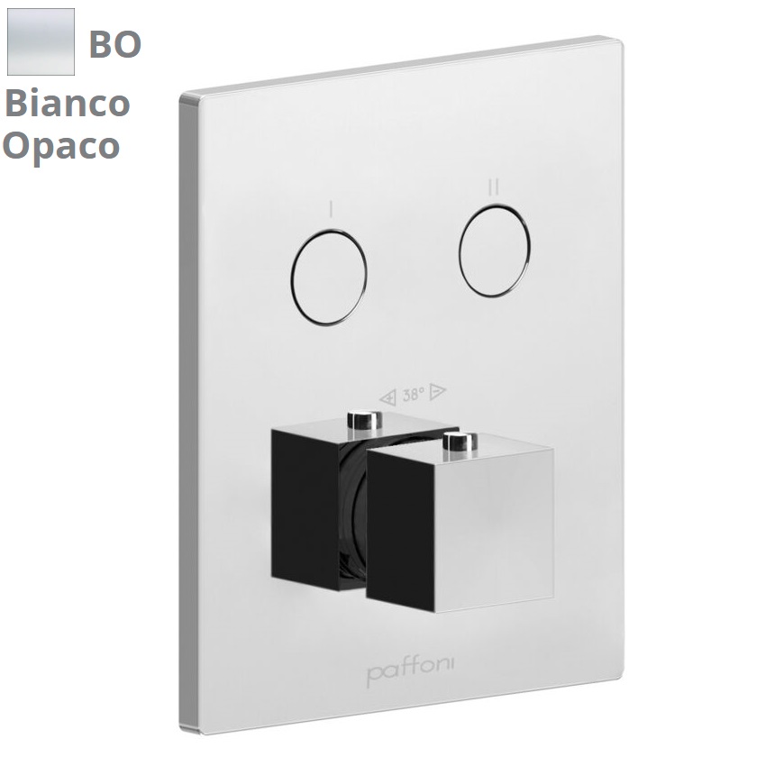 Термостат для душа Paffoni Compact box скрытого монтажа (2 функции) внешняя часть, Bianco Opaco (CPT518BO) - Фото 1